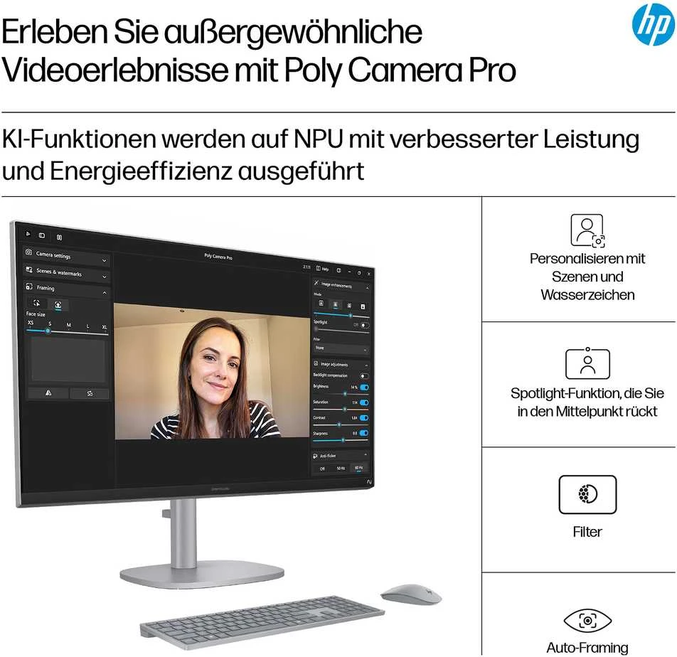 Monitorius HP OmniStudio X 27-cs1470ng AiO 27" UHD Core Ultra 7 258V 32GB/1TB SSD Win11 BX9J0EA#ABD sidabrinis