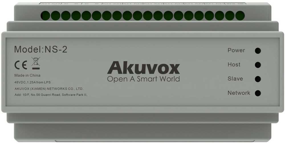 Akuvox NS-2 „Fast Ethernet“ (10/100) DIN bėgelio tinklo jungiklis, pilkas
