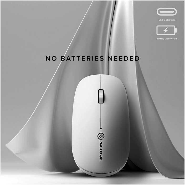 ALOGIC Echelon Bluetooth USB-C įkraunama 4 klavišų pelė – balta