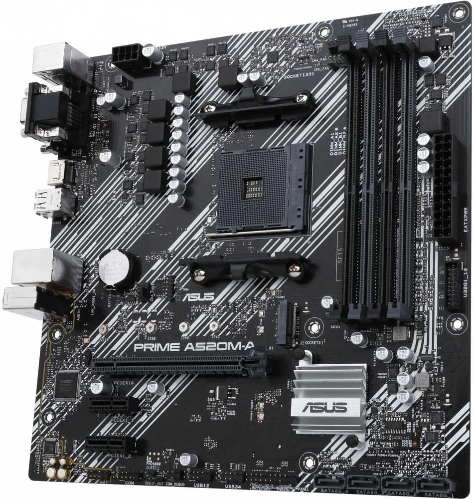 Pagrindinė plokštė ASUS PRIME A520M-A II/CSM AM4 A520/HDMI-DVI-VGA/M.2/ATX