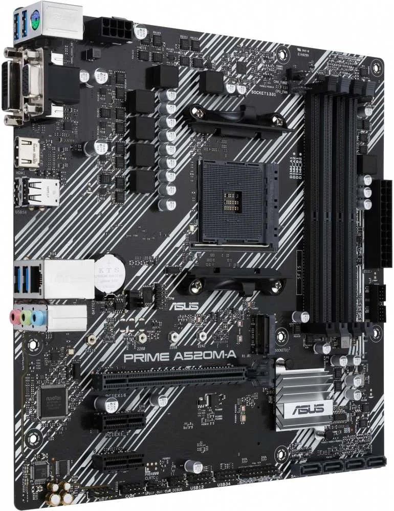 Pagrindinė plokštė ASUS PRIME A520M-A II/CSM AM4 A520/HDMI-DVI-VGA/M.2/ATX