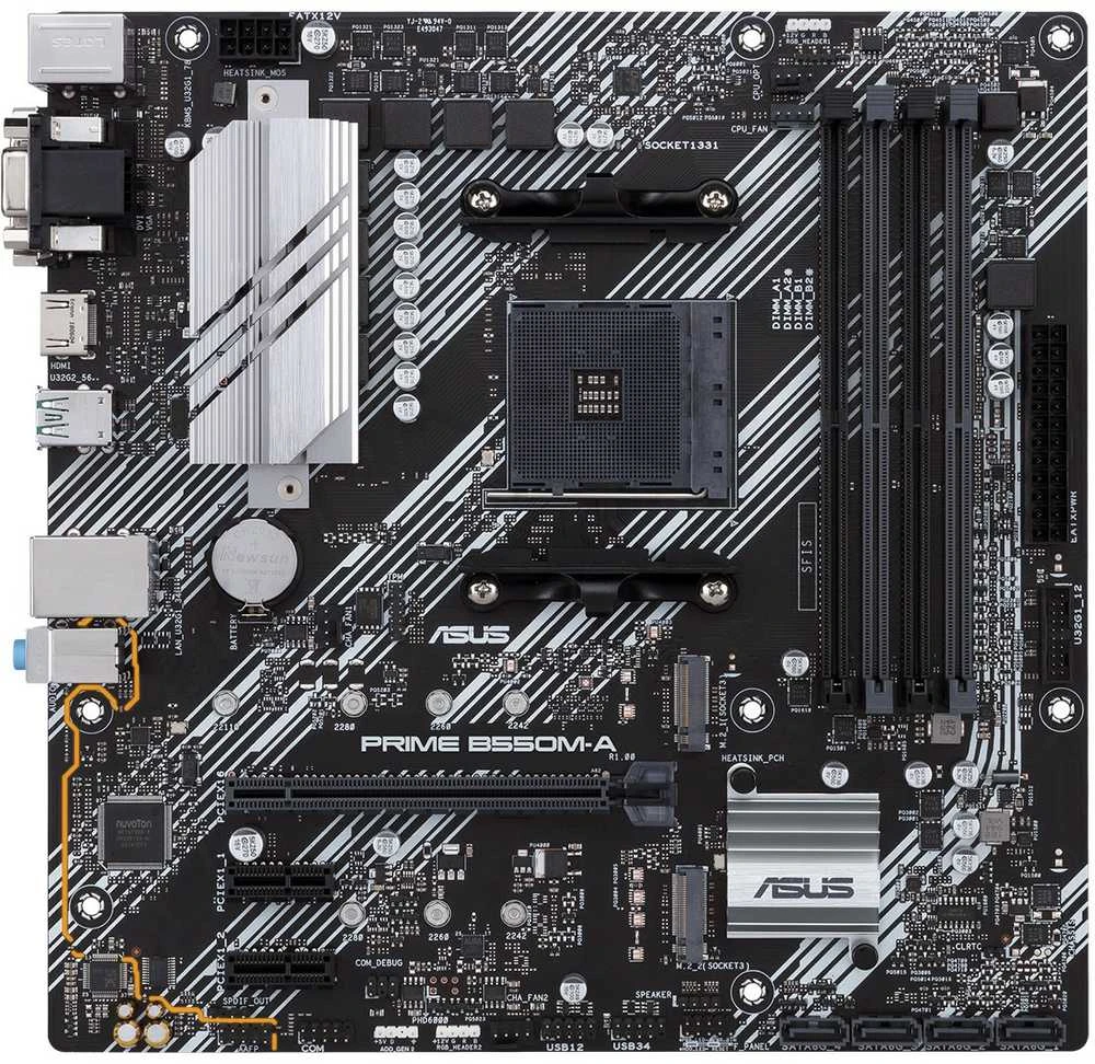 Asus PRIME B550M-A/CSM B550 – lizdas AM4 – pagrindinė plokštė/ Paruošta Ryzen™ 5000 serijai/VRM efektyviam radiatoriui/SafeSlot Core/PCIe 4.0-Ready/AURA SYNC RGB