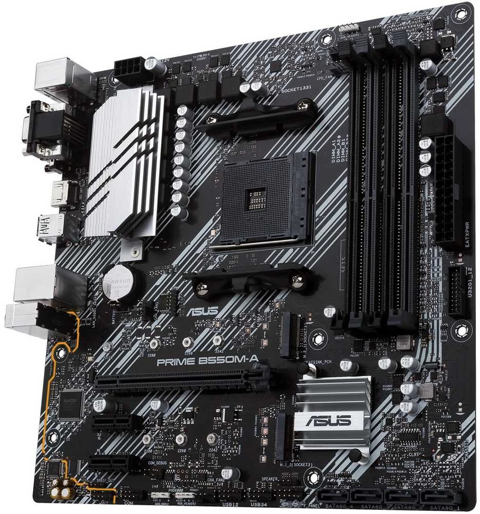 Asus PRIME B550M-A/CSM B550 – lizdas AM4 – pagrindinė plokštė/ Paruošta Ryzen™ 5000 serijai/VRM efektyviam radiatoriui/SafeSlot Core/PCIe 4.0-Ready/AURA SYNC RGB