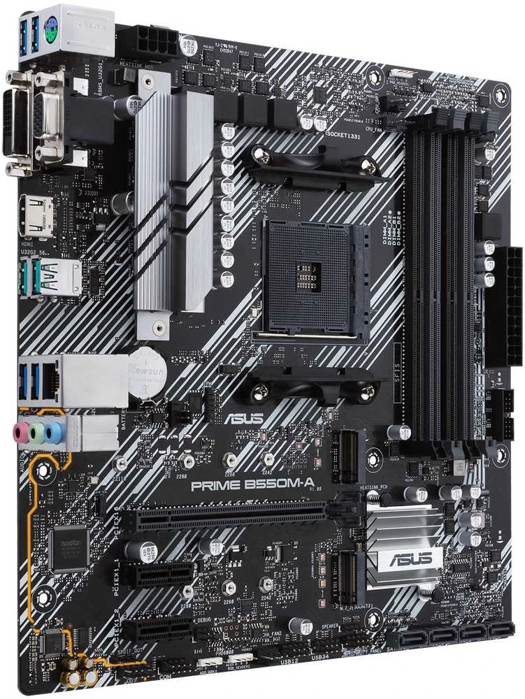 Asus PRIME B550M-A/CSM B550 – lizdas AM4 – pagrindinė plokštė/ Paruošta Ryzen™ 5000 serijai/VRM efektyviam radiatoriui/SafeSlot Core/PCIe 4.0-Ready/AURA SYNC RGB