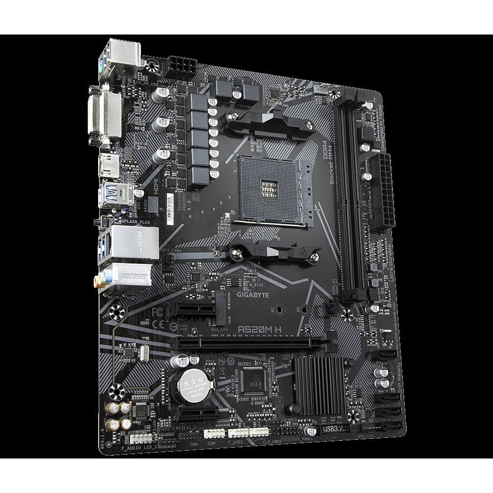 Pagrindinė plokštė Gigabyte | A520M H 1.0 | Processor family AMD | Processor socket AM4 | DDR4 DIMM | Atminties lizdai 2 | Chipset AMD A | Micro ATX