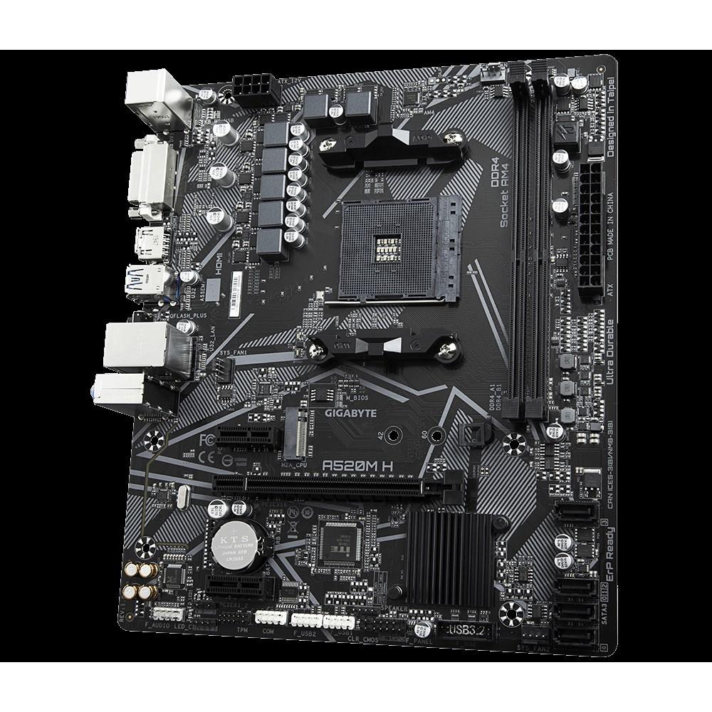 Pagrindinė plokštė Gigabyte | A520M H 1.0 | Processor family AMD | Processor socket AM4 | DDR4 DIMM | Atminties lizdai 2 | Chipset AMD A | Micro ATX