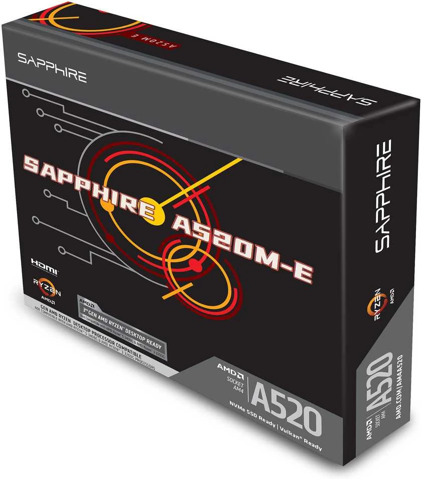 Sapphire A520M-E AMD A520 lizdas AM4 mikro ATX