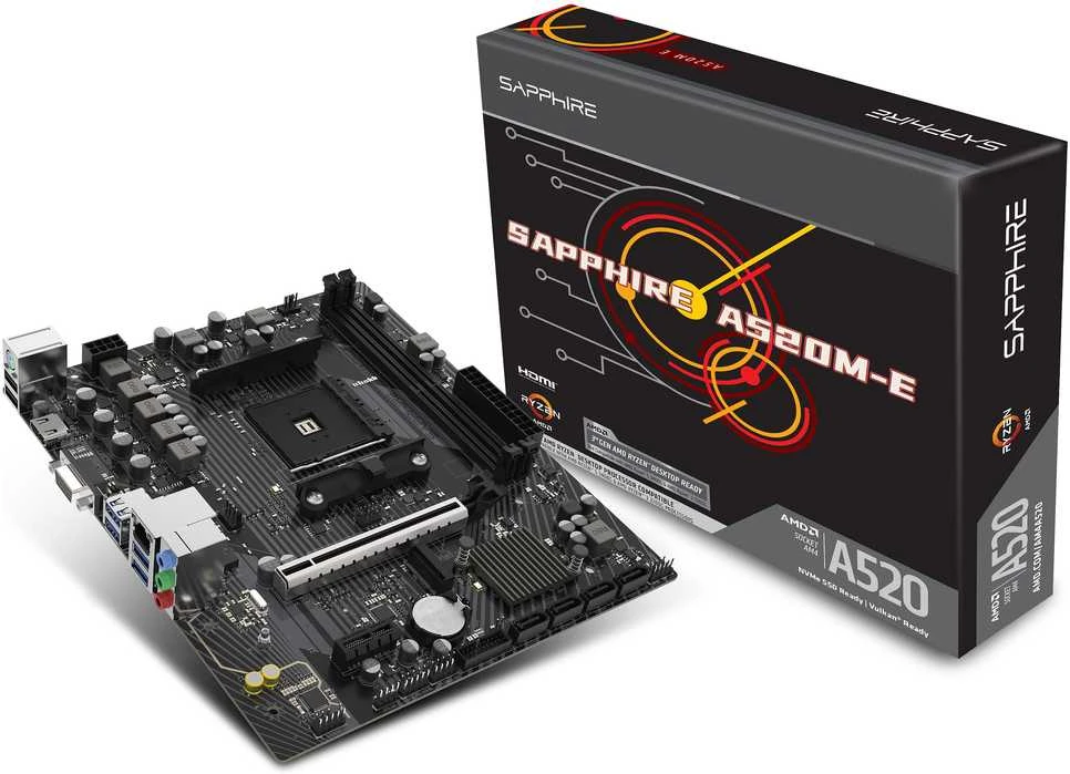 Sapphire A520M-E AMD A520 lizdas AM4 mikro ATX