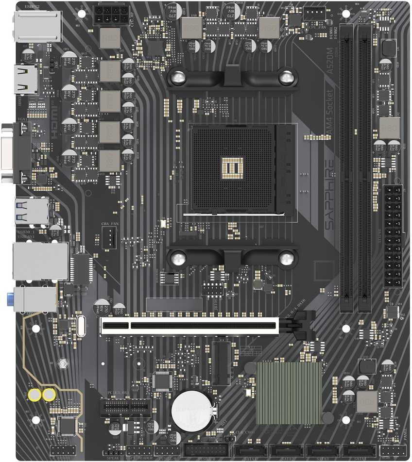 Sapphire A520M-E AMD A520 lizdas AM4 mikro ATX