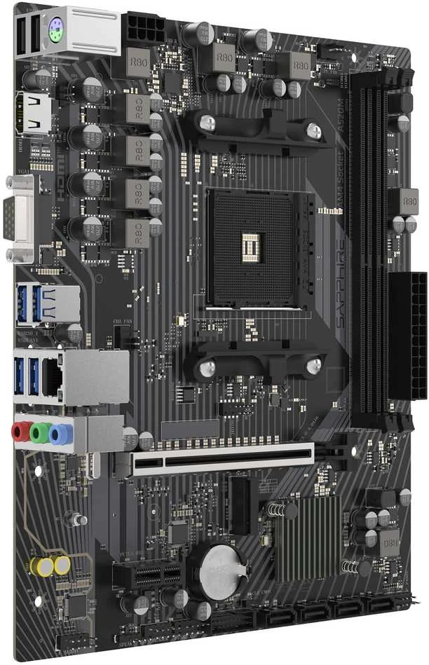 Sapphire A520M-E AMD A520 lizdas AM4 mikro ATX