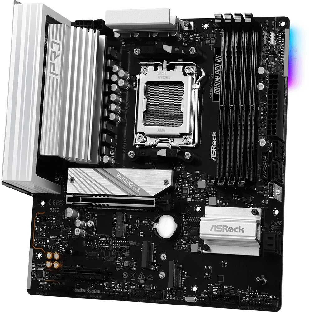 ASRock B850M PRO RS | Procesorių šeima AMD | Procesoriaus lizdas AM5 | DDR5 | Palaikomos standžiojo disko sąsajos SATA, M.2 | SATA jungčių skaičius 4