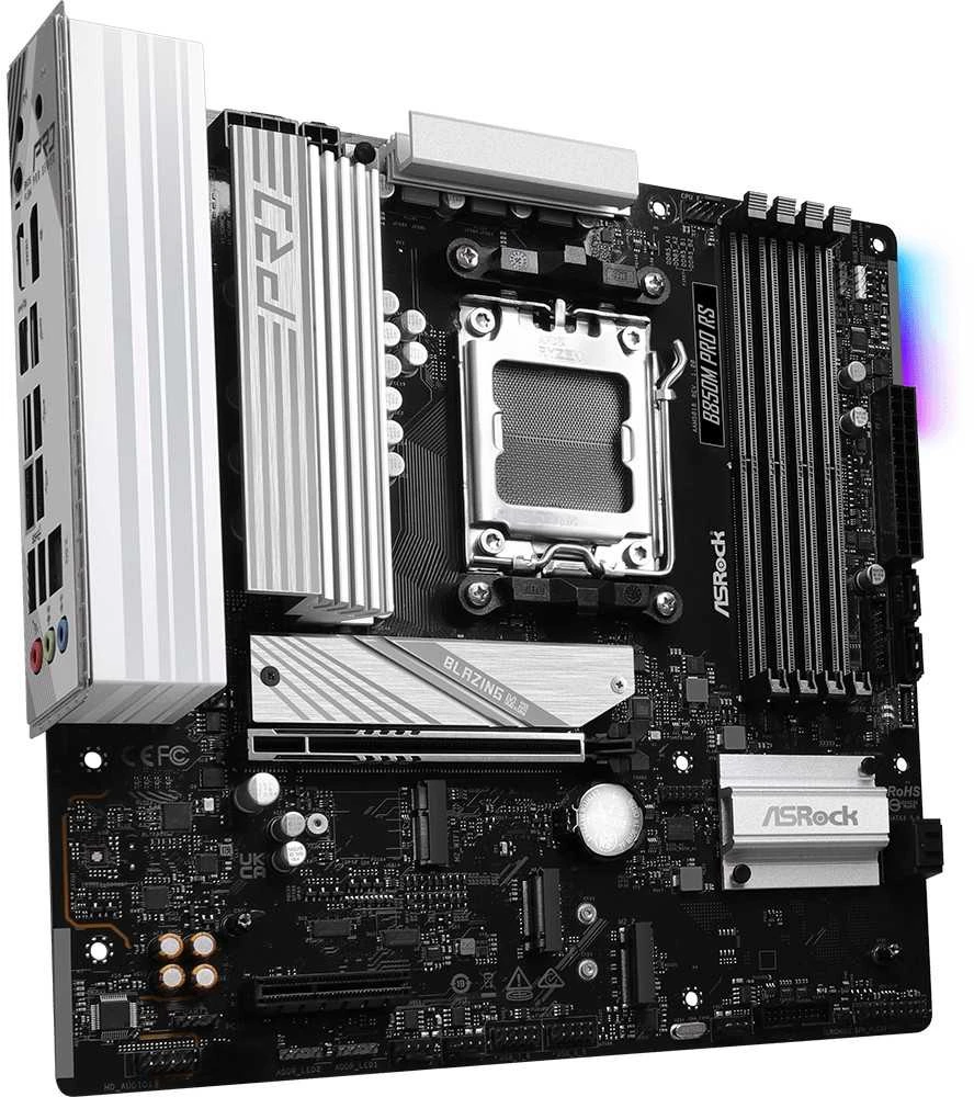 ASRock B850M PRO RS | Procesorių šeima AMD | Procesoriaus lizdas AM5 | DDR5 | Palaikomos standžiojo disko sąsajos SATA, M.2 | SATA jungčių skaičius 4