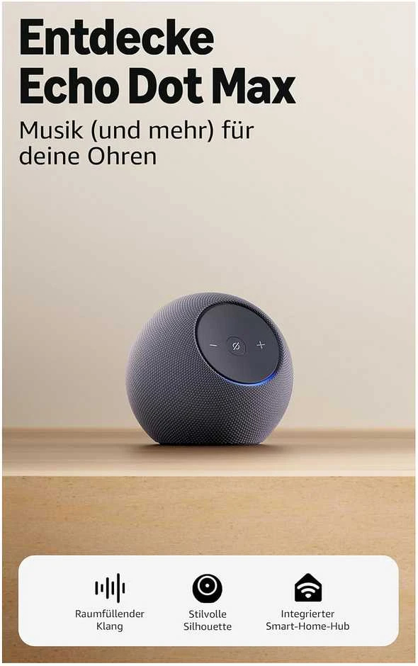 Amazon „Echo Dot Max“ (2025 m.) išmanioji kolonėlė su „Alexa“ – Juodas