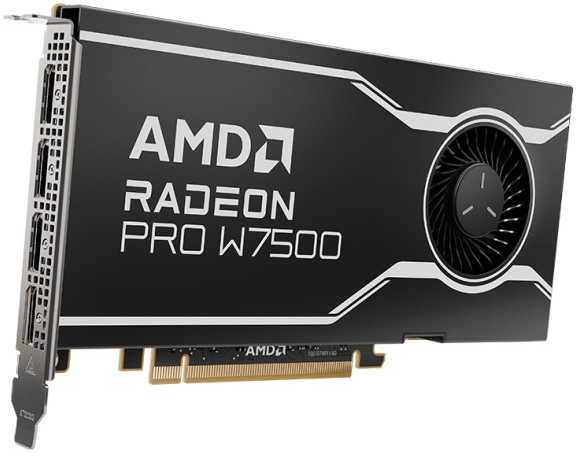 AMD GPU W7500 8GB GDDR6 128bit, 12Tflops, 4x DP 2.1, aktyvus ventiliatorius, RDNA3