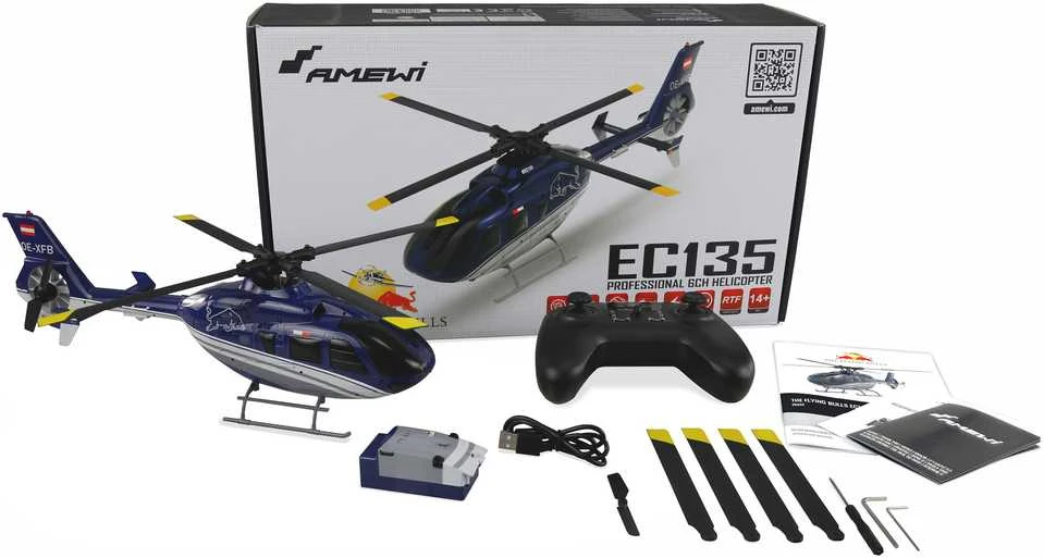 „Amewi The Flying Bulls EC135 PRO“ bešepetis 6 kanalų sraigtasparnis