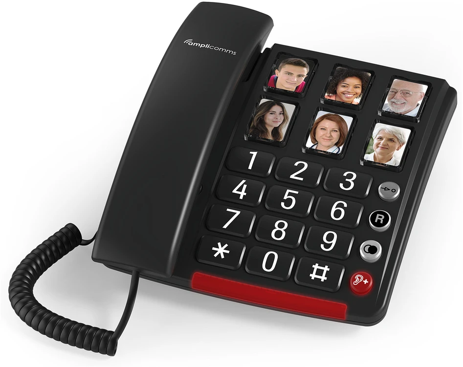 amplicomms BIGTel 40 plus, didelio mygtuko telefonas tamsiai pilkas