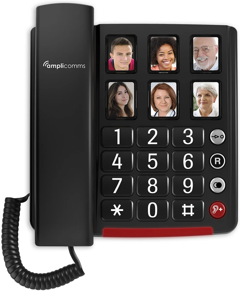 amplicomms BIGTel 40 plus, didelio mygtuko telefonas tamsiai pilkas