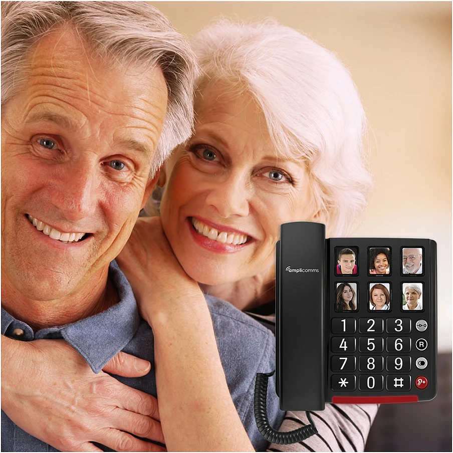 amplicomms BIGTel 40 plus, didelio mygtuko telefonas tamsiai pilkas