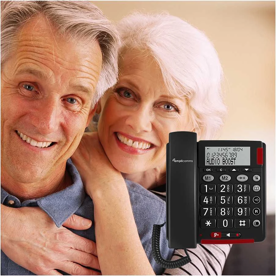 amplicomms BIGTel 48 Plus, didelis mygtukas telefono tamsiai pilkas