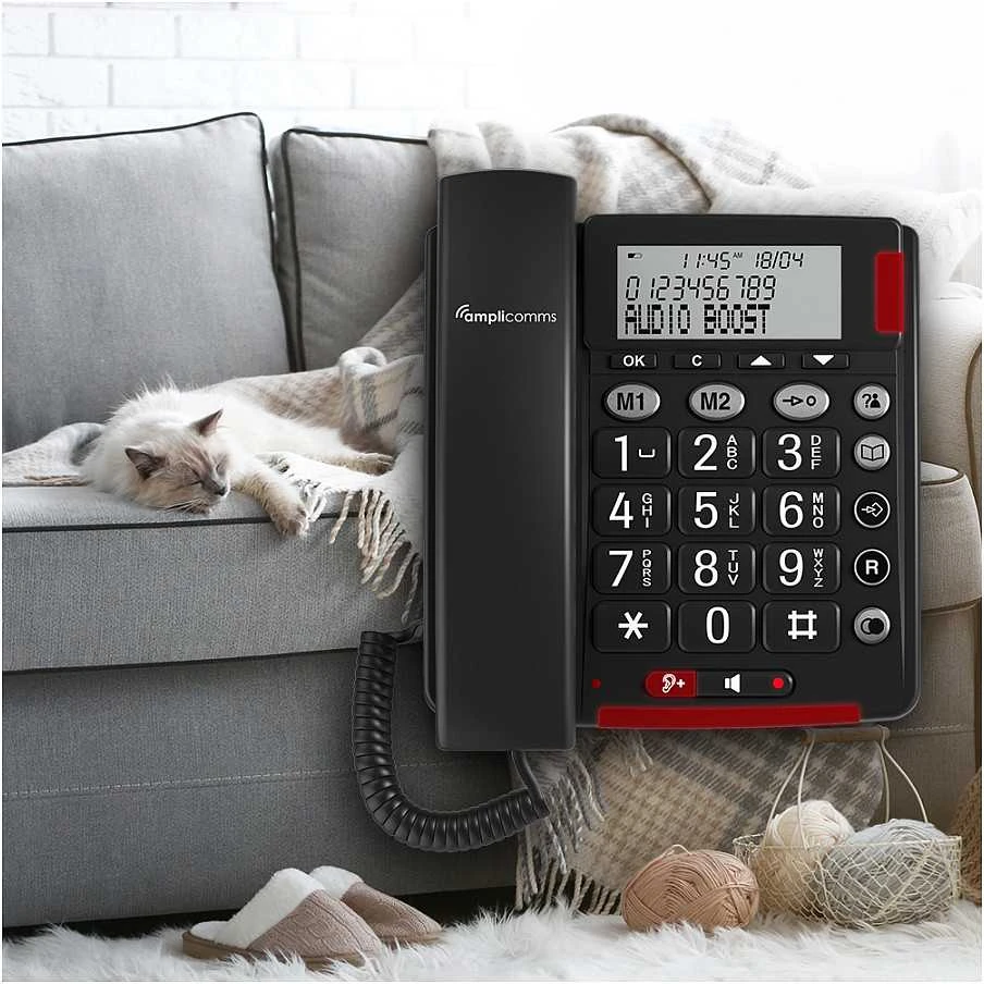 amplicomms BIGTel 48 Plus, didelis mygtukas telefono tamsiai pilkas