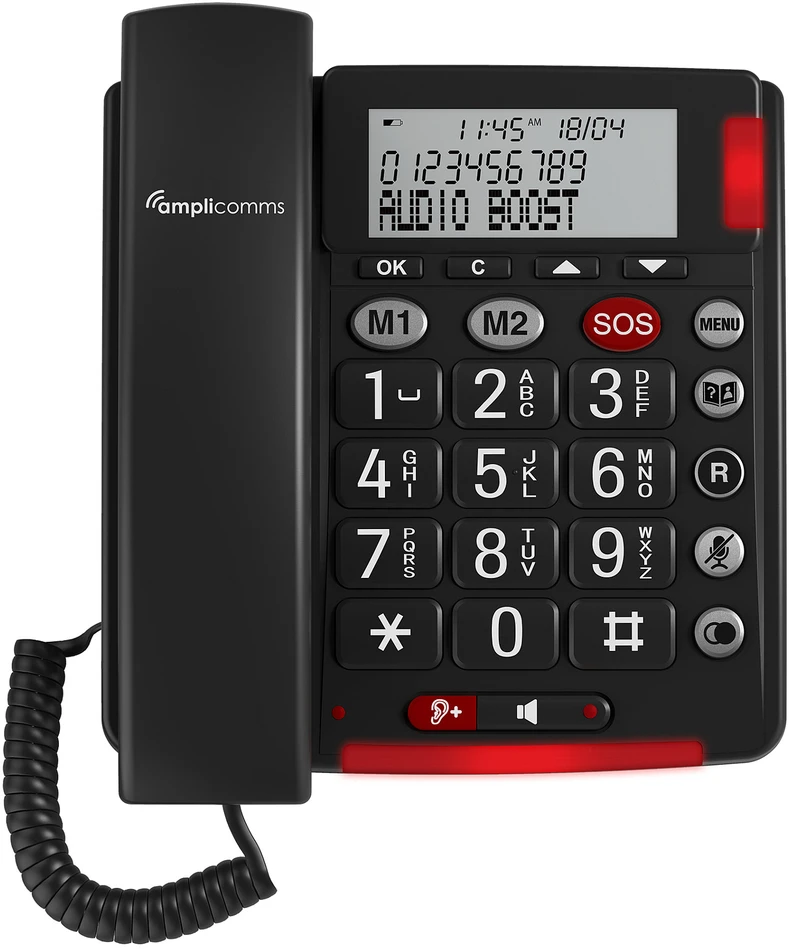 Carruzzo amplicomms BigTel 50 Alarm Plus Analoginis telefonas Skambintojo ID Tamsiai Pilka