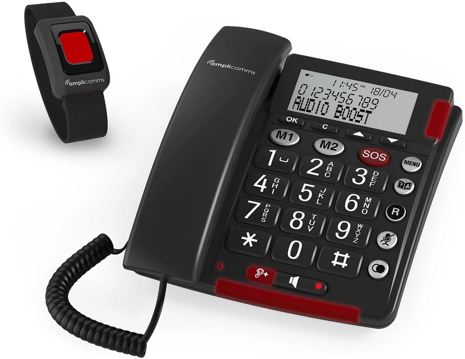 Carruzzo amplicomms BigTel 50 Alarm Plus Analoginis telefonas Skambintojo ID Tamsiai Pilka