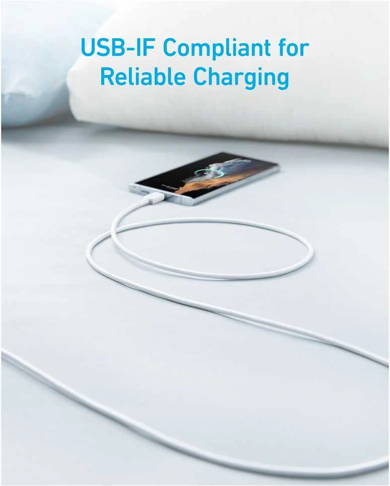 „Anker 322“ nailono kabelis, „Baltas“ | A81H6G21 | USB-A–USB-C