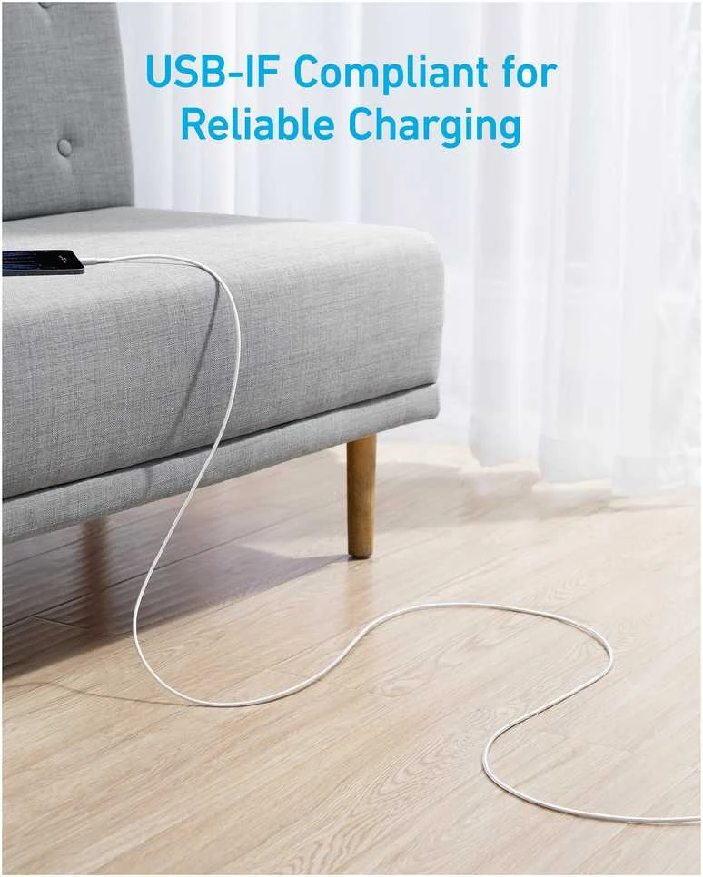 „Anker 322“ nailono kabelis, „Baltas“ | A81H6G21 | USB-A–USB-C