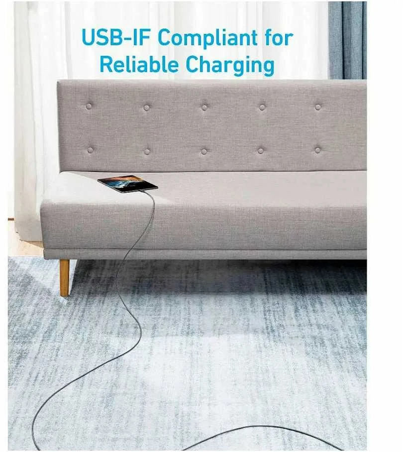 USB Laidas - Anker 322 USB C 0,9 m 60 W Juodas