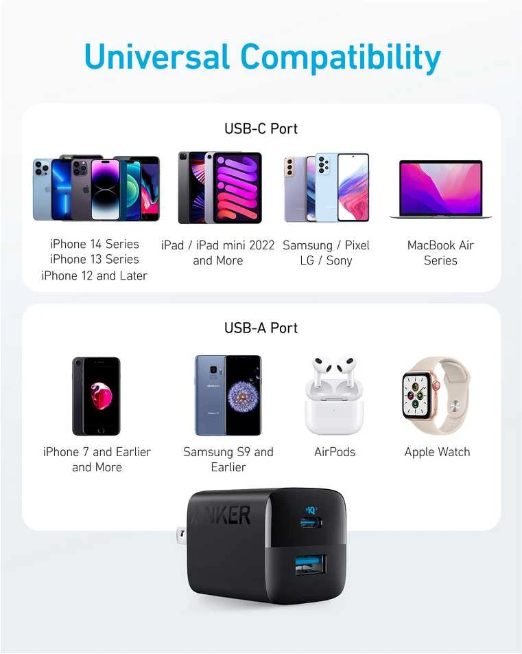 "Anker" įkroviklis 323 33W 1x USB-A 1x USB-C