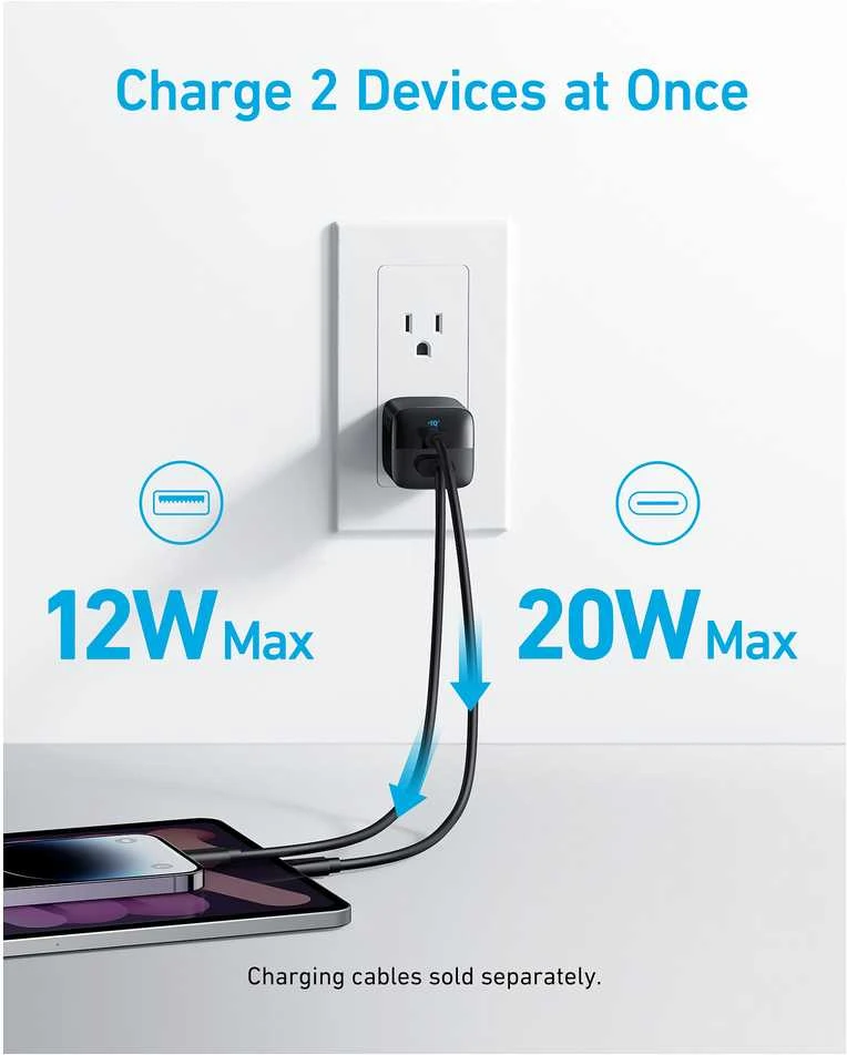 "Anker" įkroviklis 323 33W 1x USB-A 1x USB-C