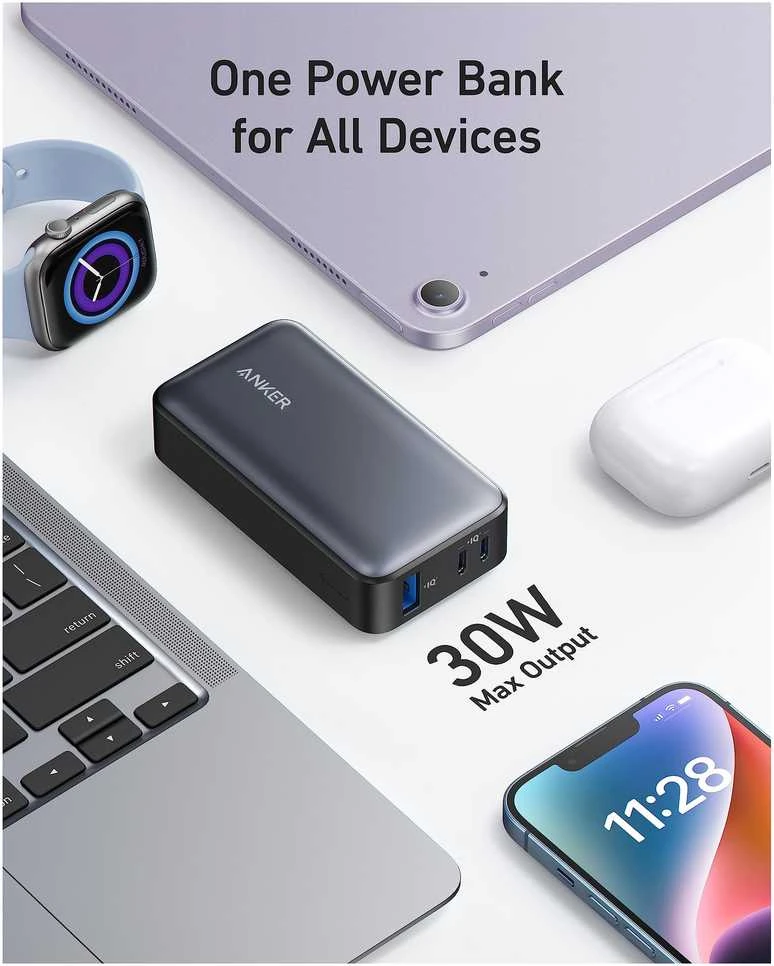 Anker 533 Power Bank | A1256G12 | 10000 mAh | Juodas