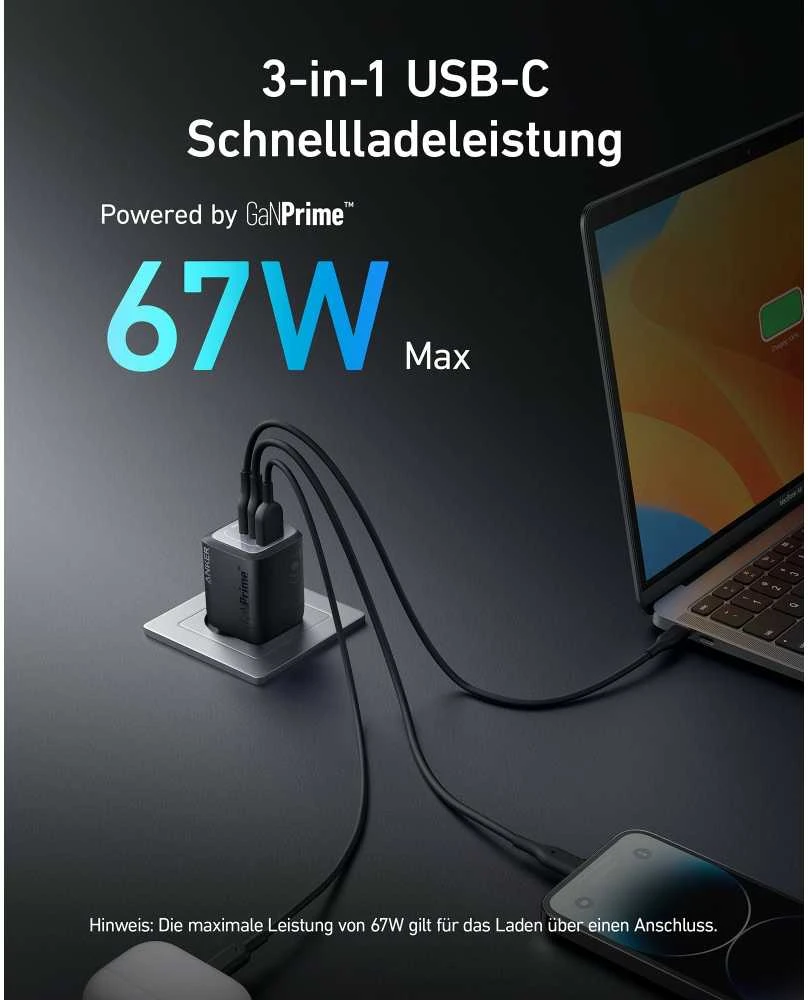 Anker 735 Prime sieninis įkroviklis 67W, 1A/2C | A2669313