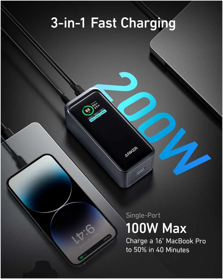 Nešiojamas įkroviklis Anker Prime 20000 mAh, 200 W