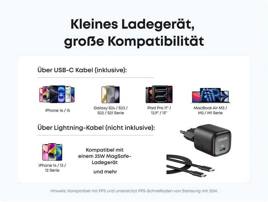 Įkroviklis Anker ANKER Charger 30W kompaktes GaN Schnellladeger�t 1x USB-C juodas
