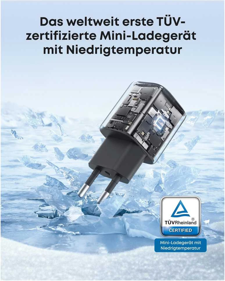 Įkroviklis Anker ANKER Charger 30W kompaktes GaN Schnellladeger�t 1x USB-C juodas