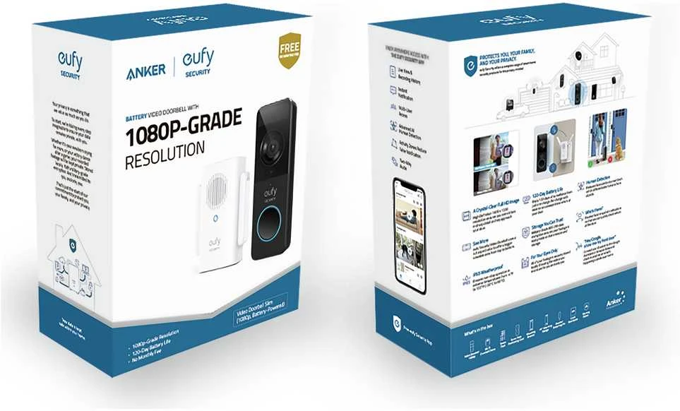 Anker Eufy Videodofof EUFY VIDEO DOORBELL SLIM iš FULL HD kameros