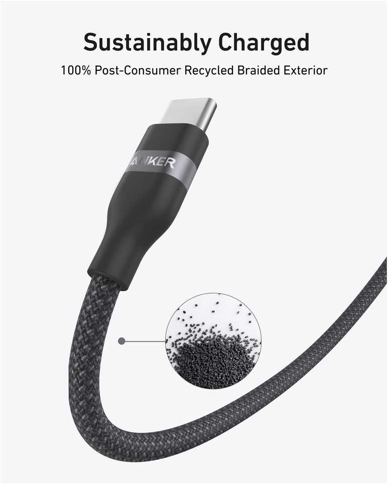 USB kabelis Anker USB-C - USB-C 0,9 m juodas (A82E2011)