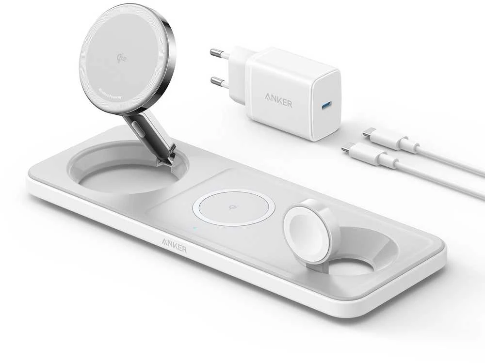 Anker MagGo 15W 3-in-1 horizontali magnetinė stotis Baltas