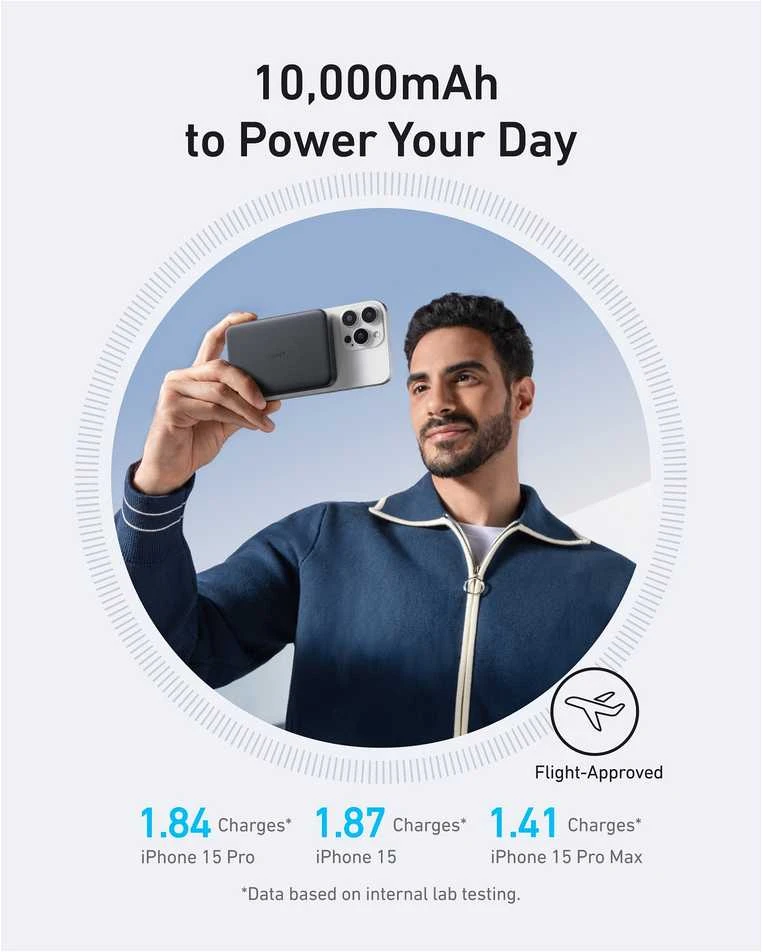Anker MagGo Wireless Powerbank (su 30 W C prievadu, itin plonas) | A1664H11 | 10000 mAh | Juodas