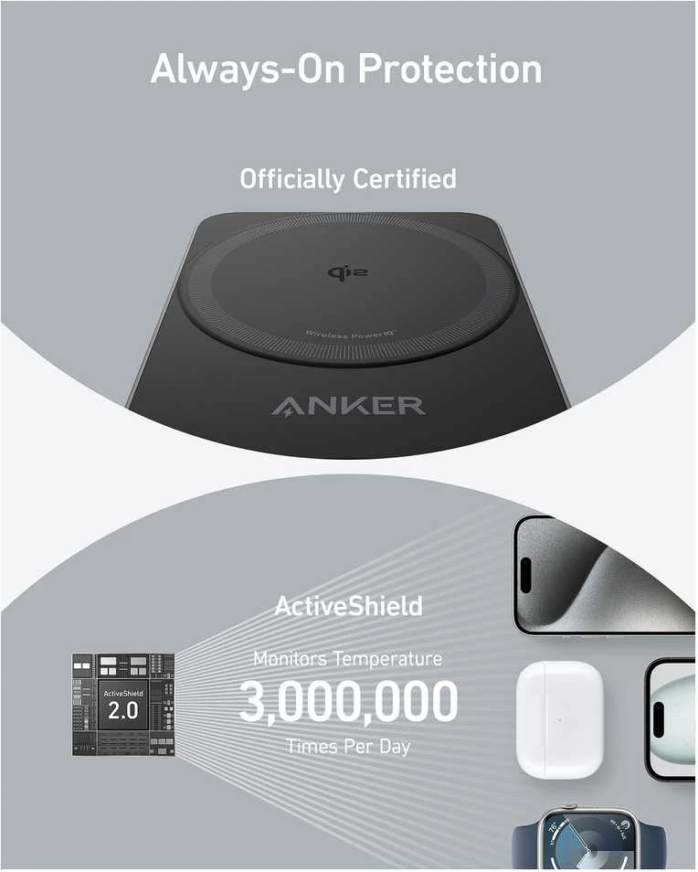 „Anker B2557311“ | Magnetinis belaidis įkroviklis „MagGo“ (Qi 2.0, 15 W)