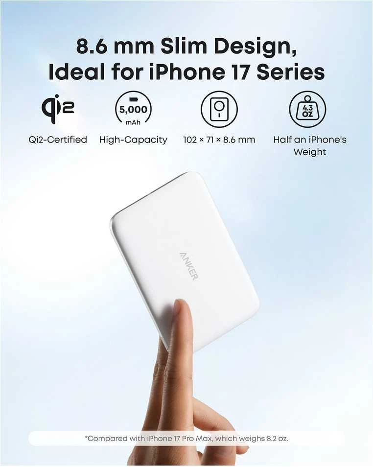 Anker Nano Power Bank (5K, Slim) | 5000 mAh | 24 pin USB-C | Juodas