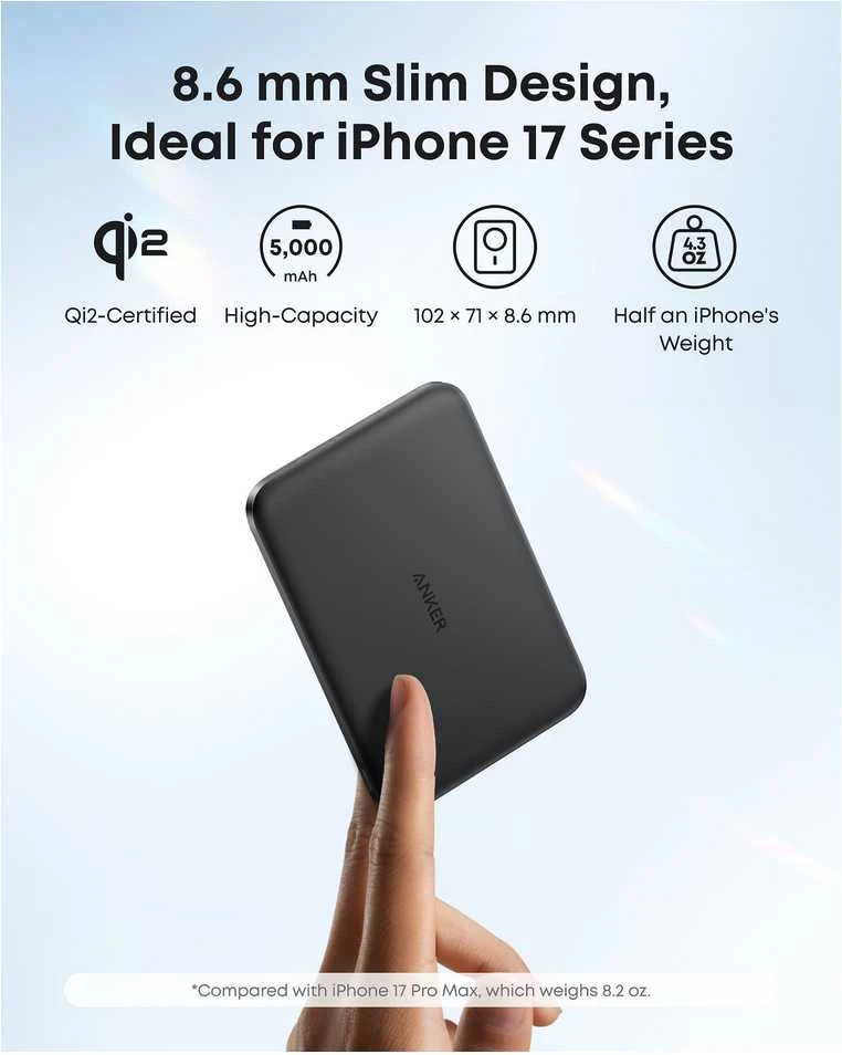 Anker Nano Power Bank (5K, Slim) | 5000 mAh | 24 pin USB-C | Juodas