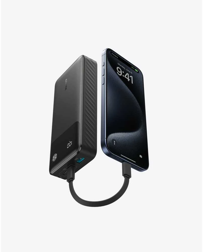 Išorinė baterija - Anker A1384 20000 mAh 30W PD USB-A USB-C Juoda