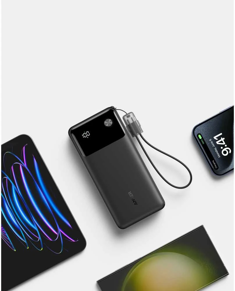 Išorinė baterija - Anker A1384 20000 mAh 30W PD USB-A USB-C Juoda