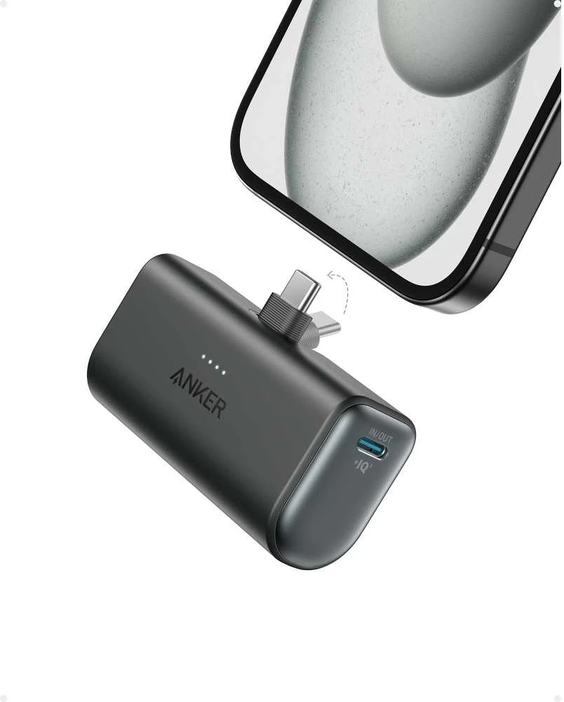 Anker Nano Power Bank Integruotas su USB-C jungtimi | A1653H11 | 5000 mAh | Juodas