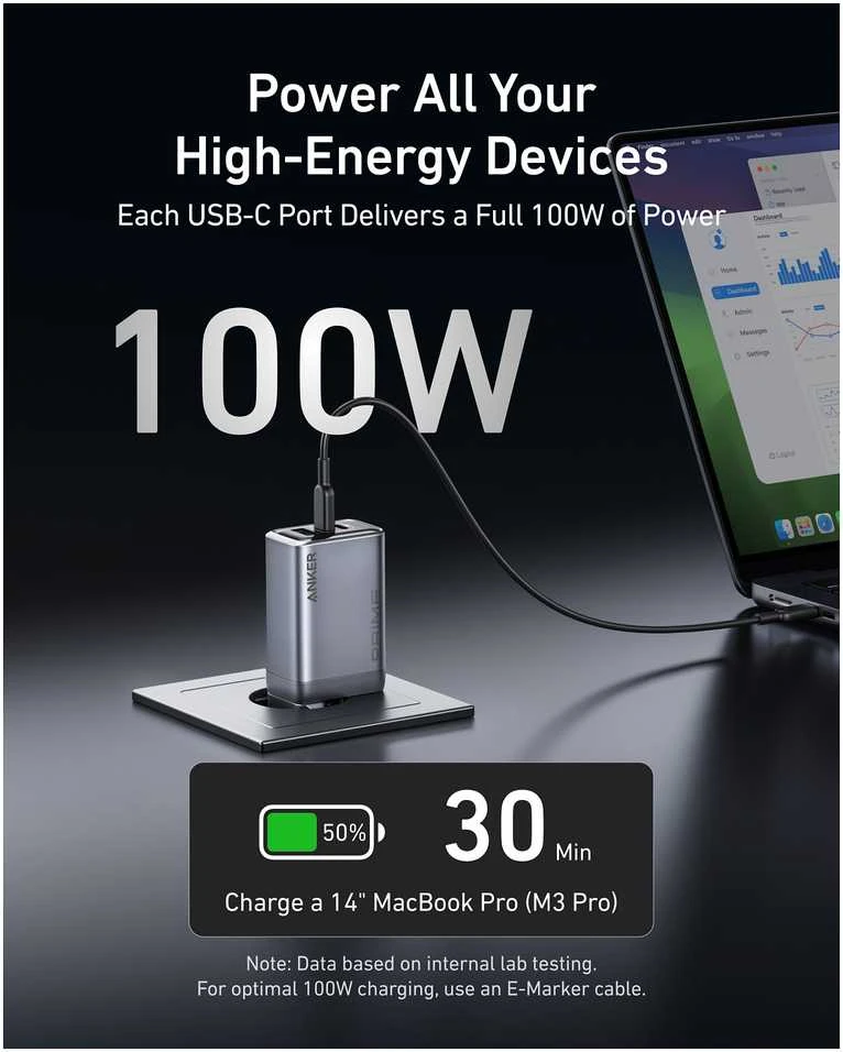 Anker Prime Charger 100W 2C1A GaNPrime | A2688341