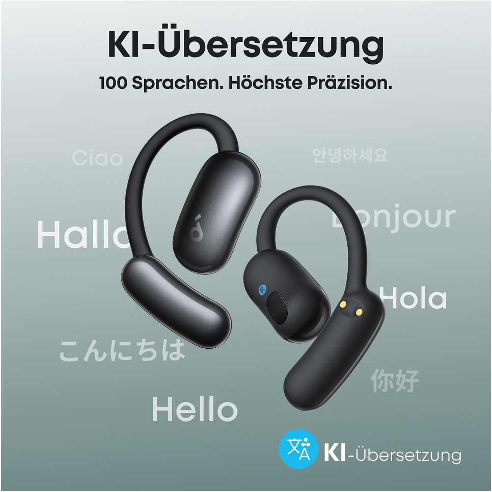 Anker ANR Soundcore Aerofit 2 Laisvų rankų įranga Bevielis Ausinės su kabliukais, „Open-ear“ Skambučiai / muzika / sportas / kasdienis C tipo USB Bluetooth Juoda