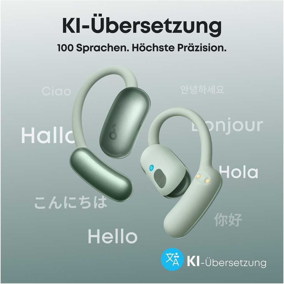 Anker Soundcore Aerofit 2 Laisvų rankų įranga Bevielis Ausinės su kabliukais, „Open-ear“ Skambučiai / muzika / sportas / kasdienis C tipo USB Bluetooth Žalia