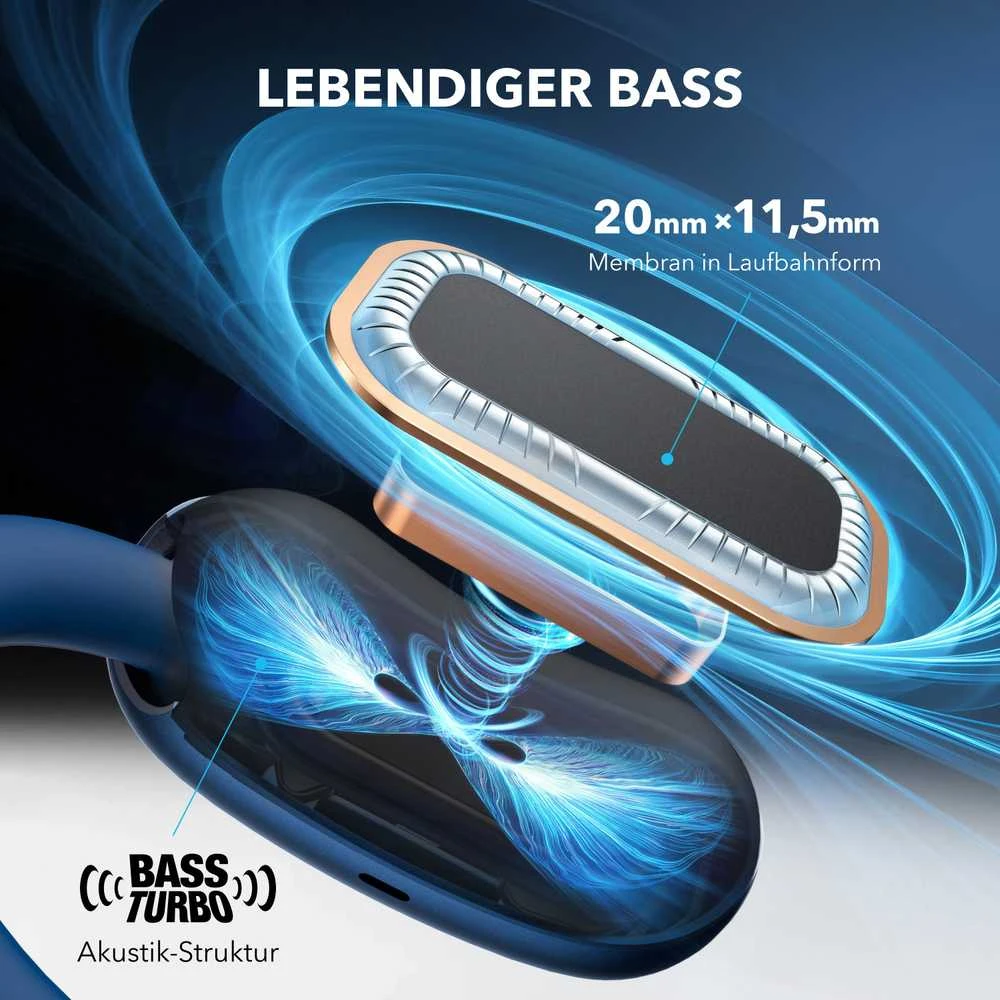 Ausinės Anker Soundcore Aero Fit 2, Mėlynos spalvos